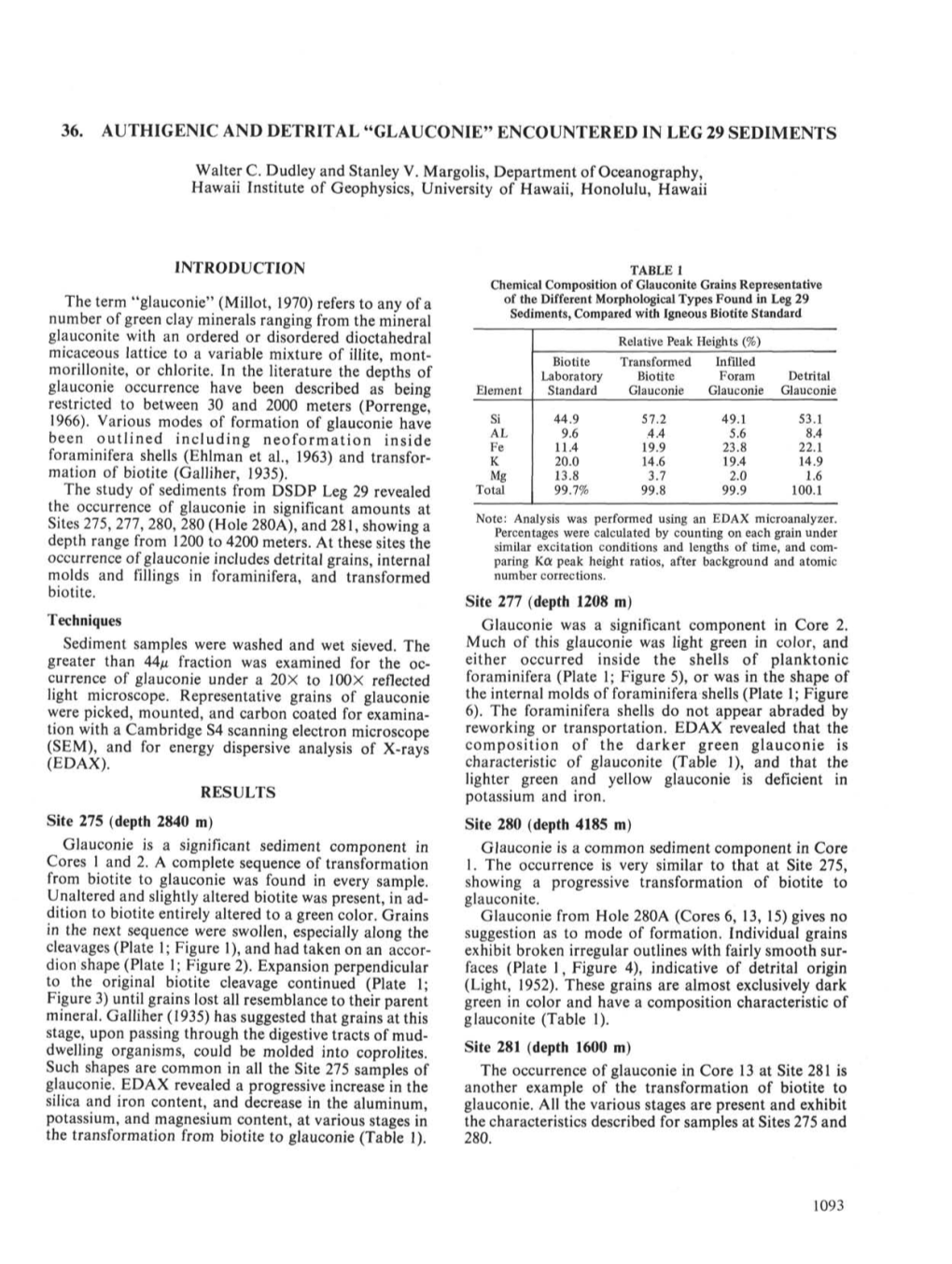 36. Authigenic and Detrital "Glauconie" Encountered in Leg 29 Sediments