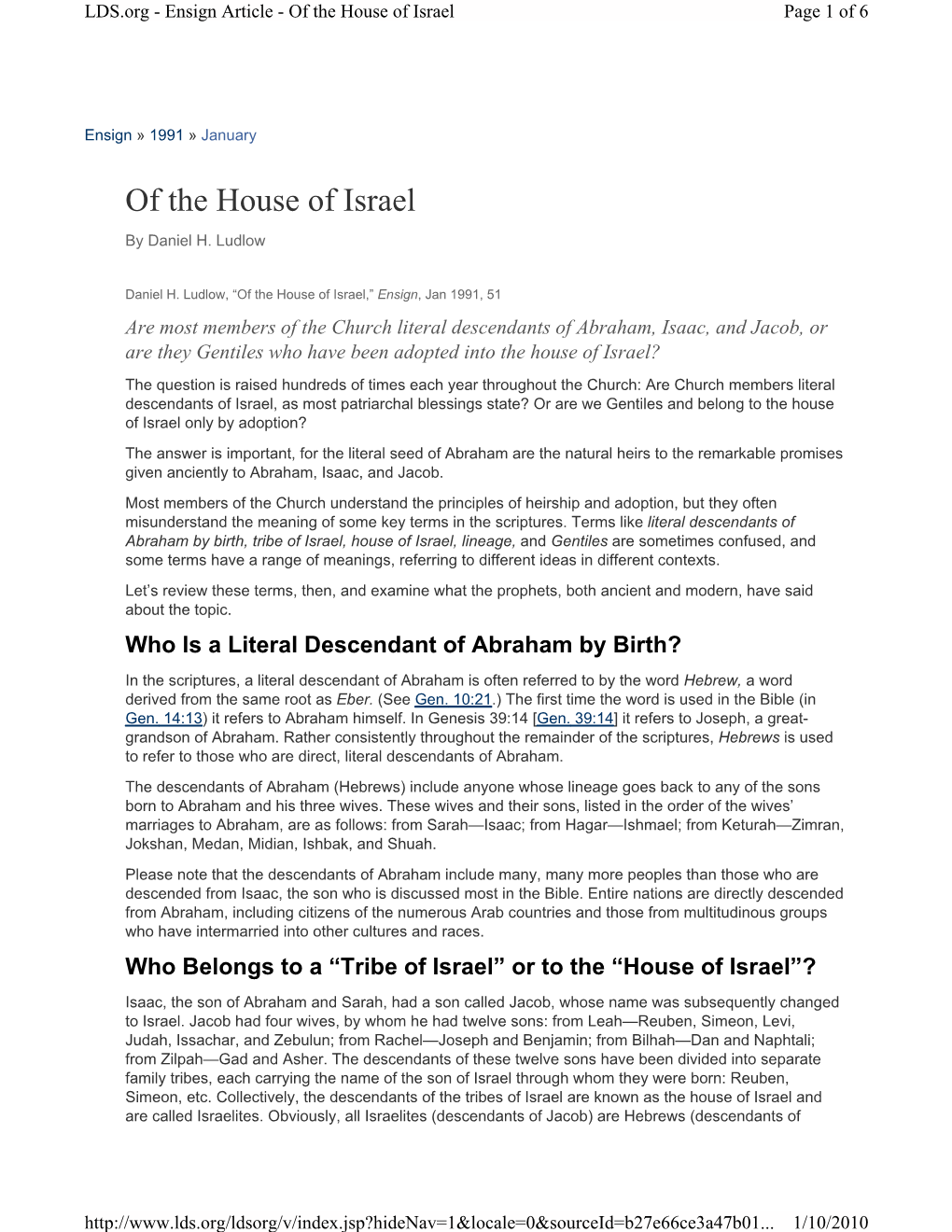 Of the House of Israel Page 1 of 6