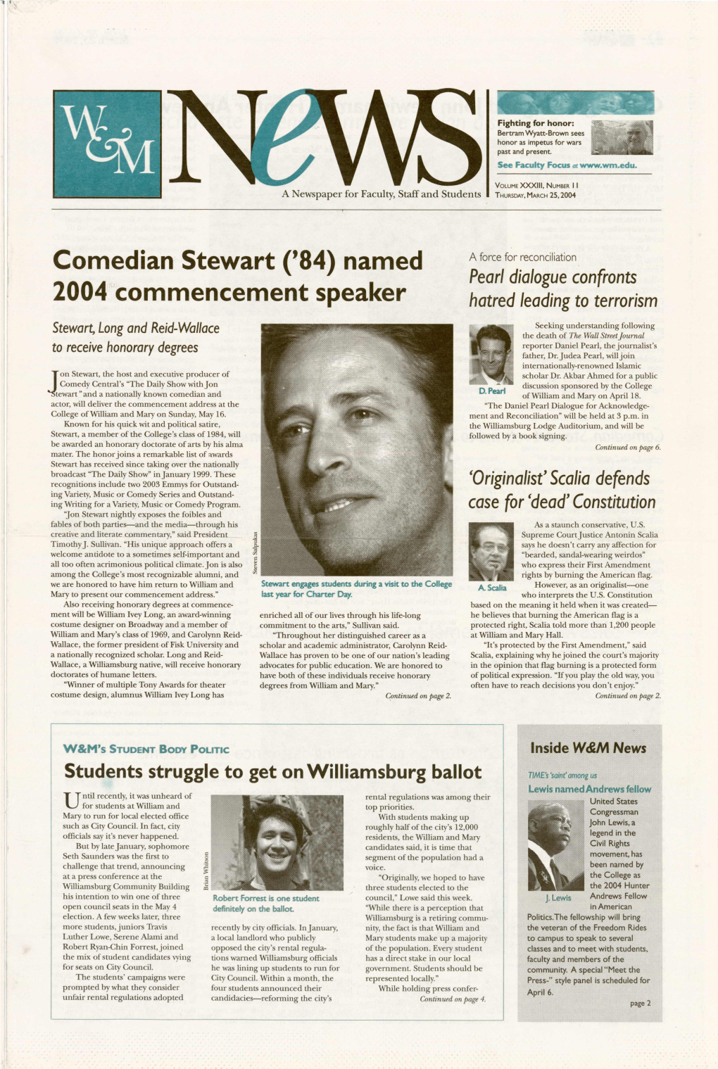 Comedian Stewart ('84) Named 2004 Commencement Speaker