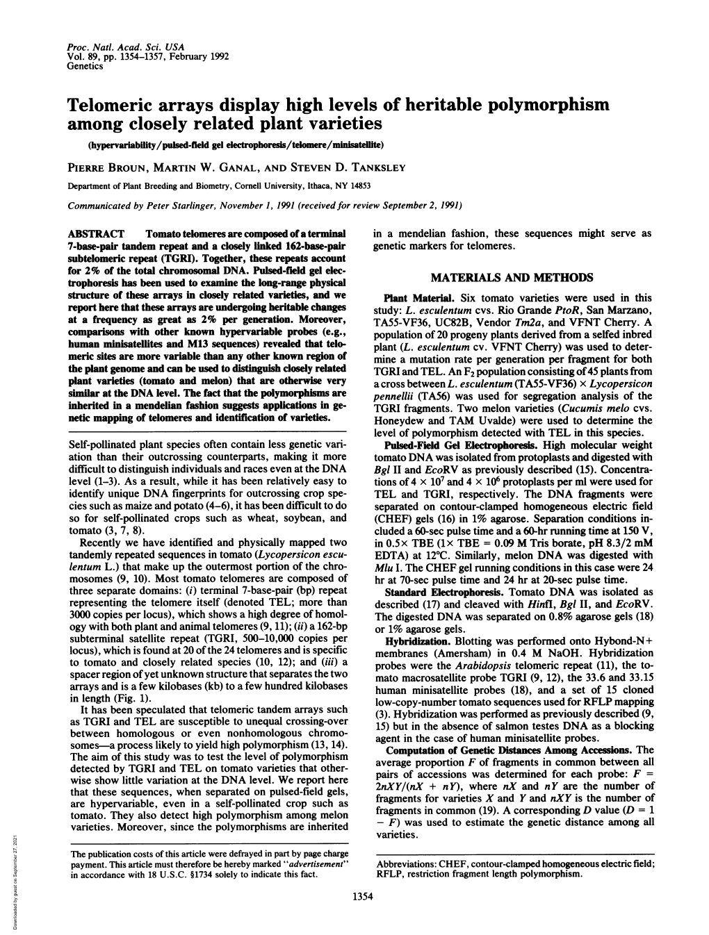 Telomeric Arrays Display High Levels of Heritable Polymorphism Among