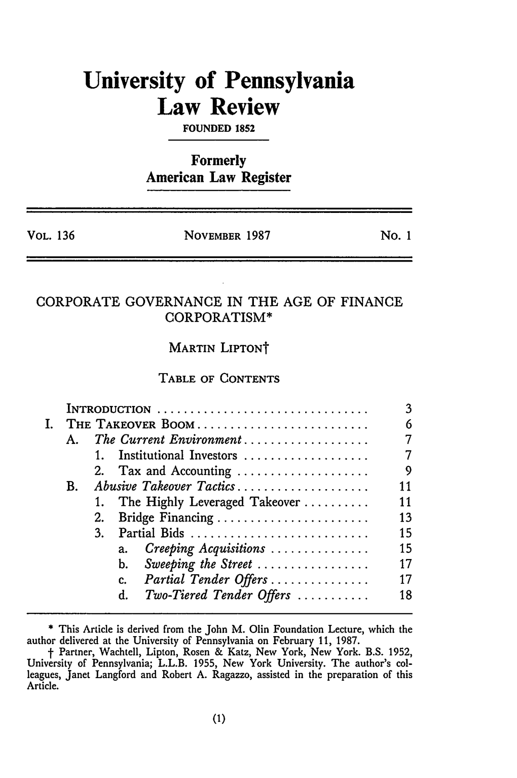 Corporate Governance in the Age of Finance Corporatism*