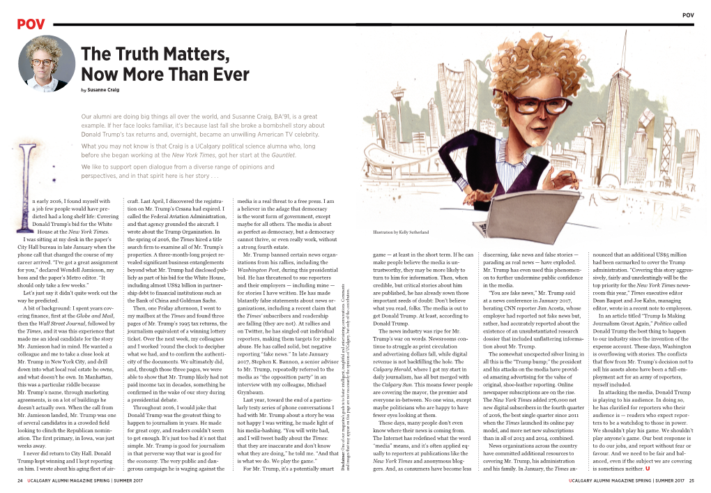 The Truth Matters, Now More Than Ever by Susanne Craig