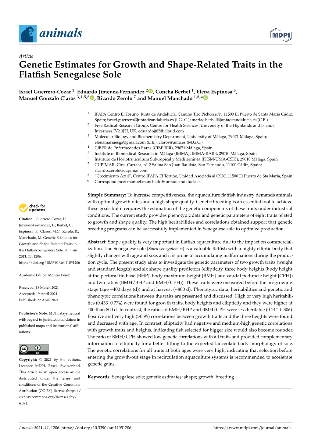 Genetic Estimates for Growth and Shape-Related Traits in the Flatfish