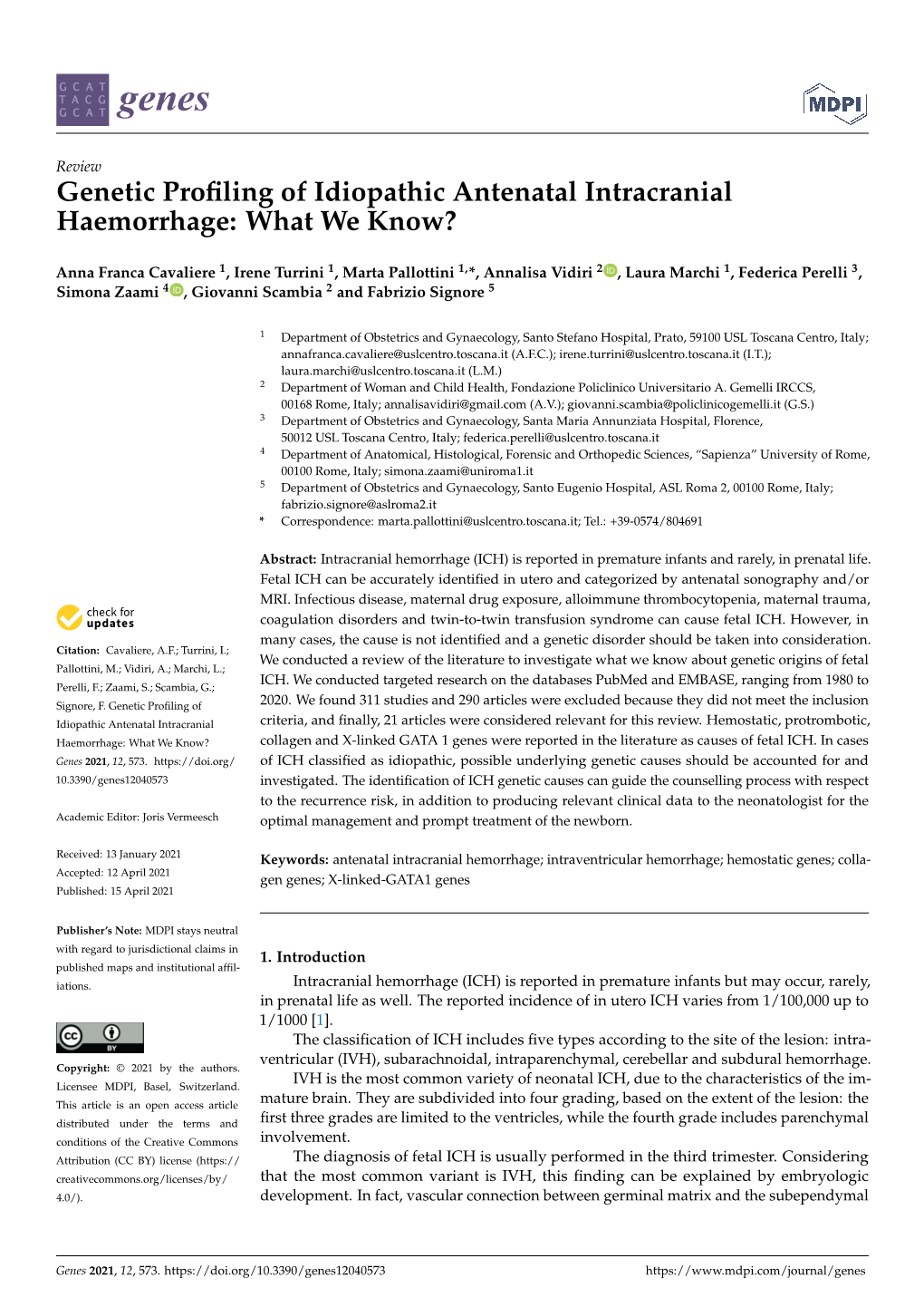 Genetic Profiling of Idiopathic Antenatal Intracranial Haemorrhage