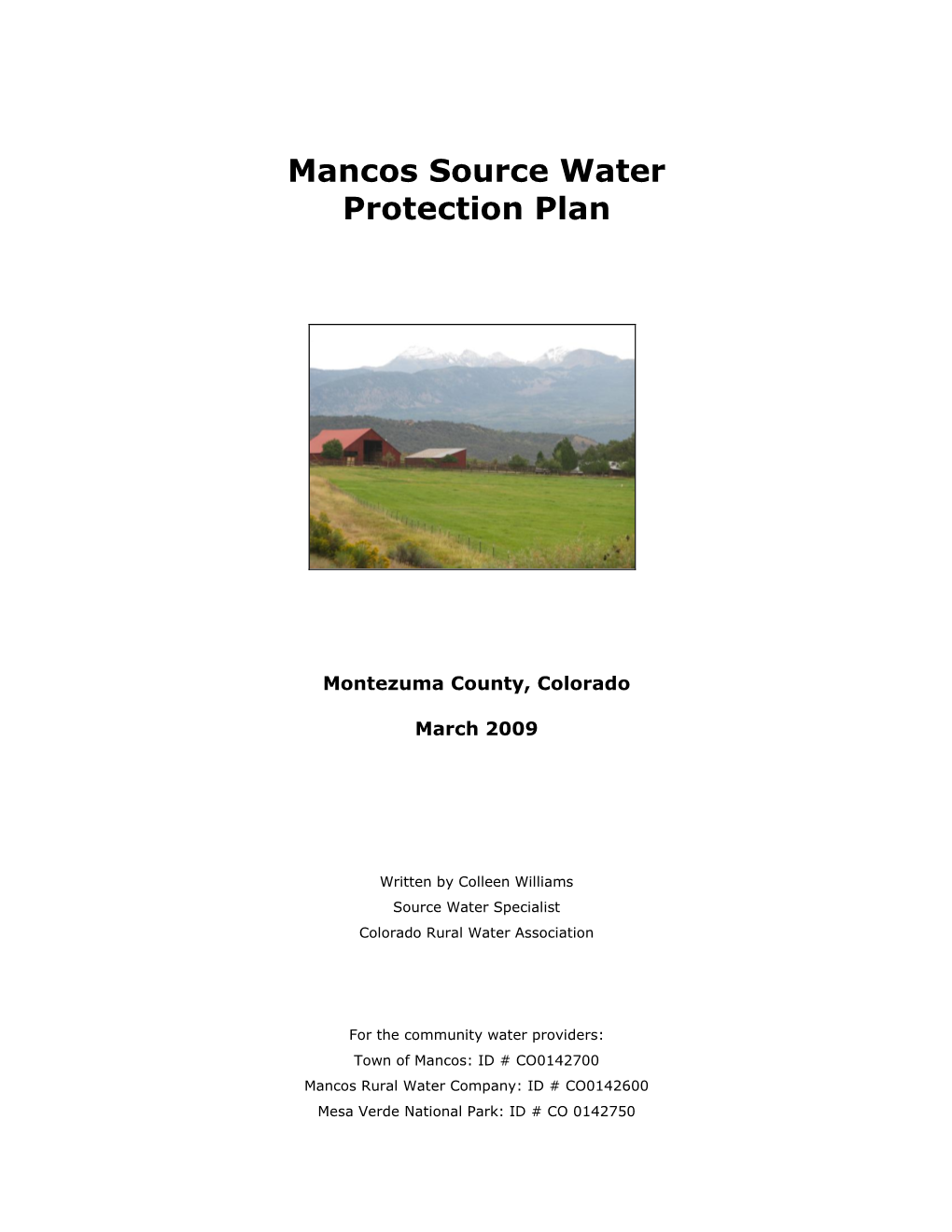 Mancos Source Water Protection Plan