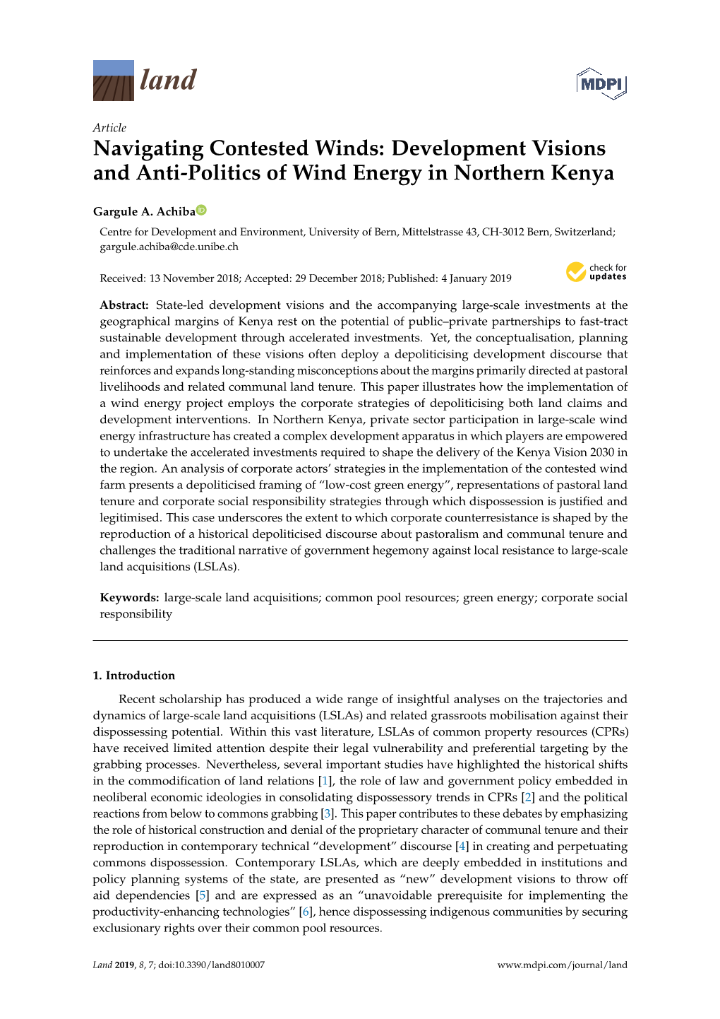 Navigating Contested Winds: Development Visions and Anti-Politics of Wind Energy in Northern Kenya