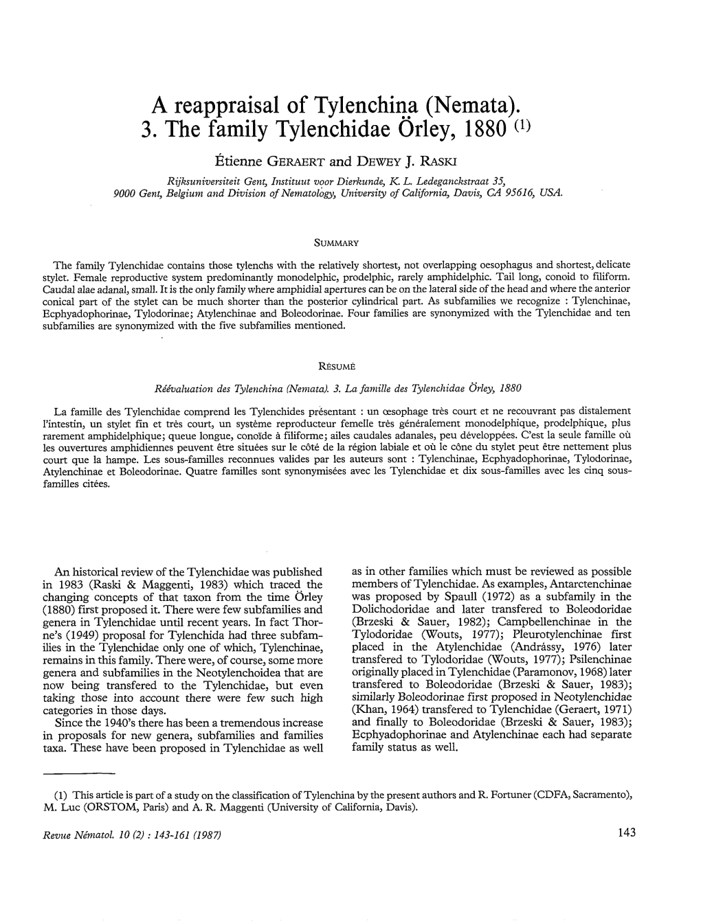 3. the Family Tylenchidae Oerley, 1880