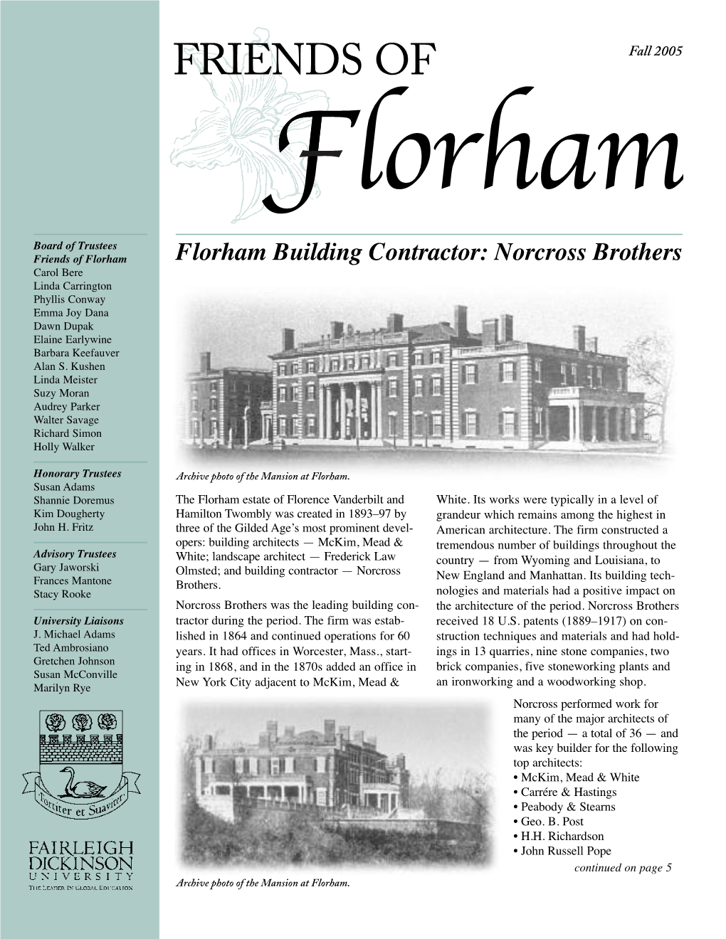 Friends of Florham – Fall 2005