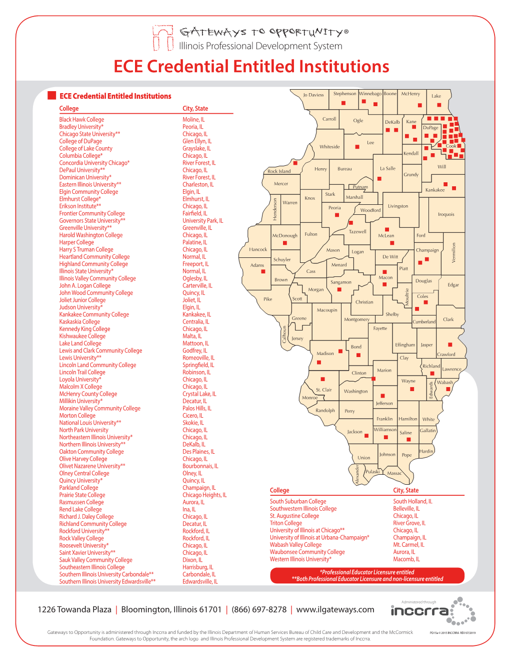 Map of ECE Credential Entitled Institutions