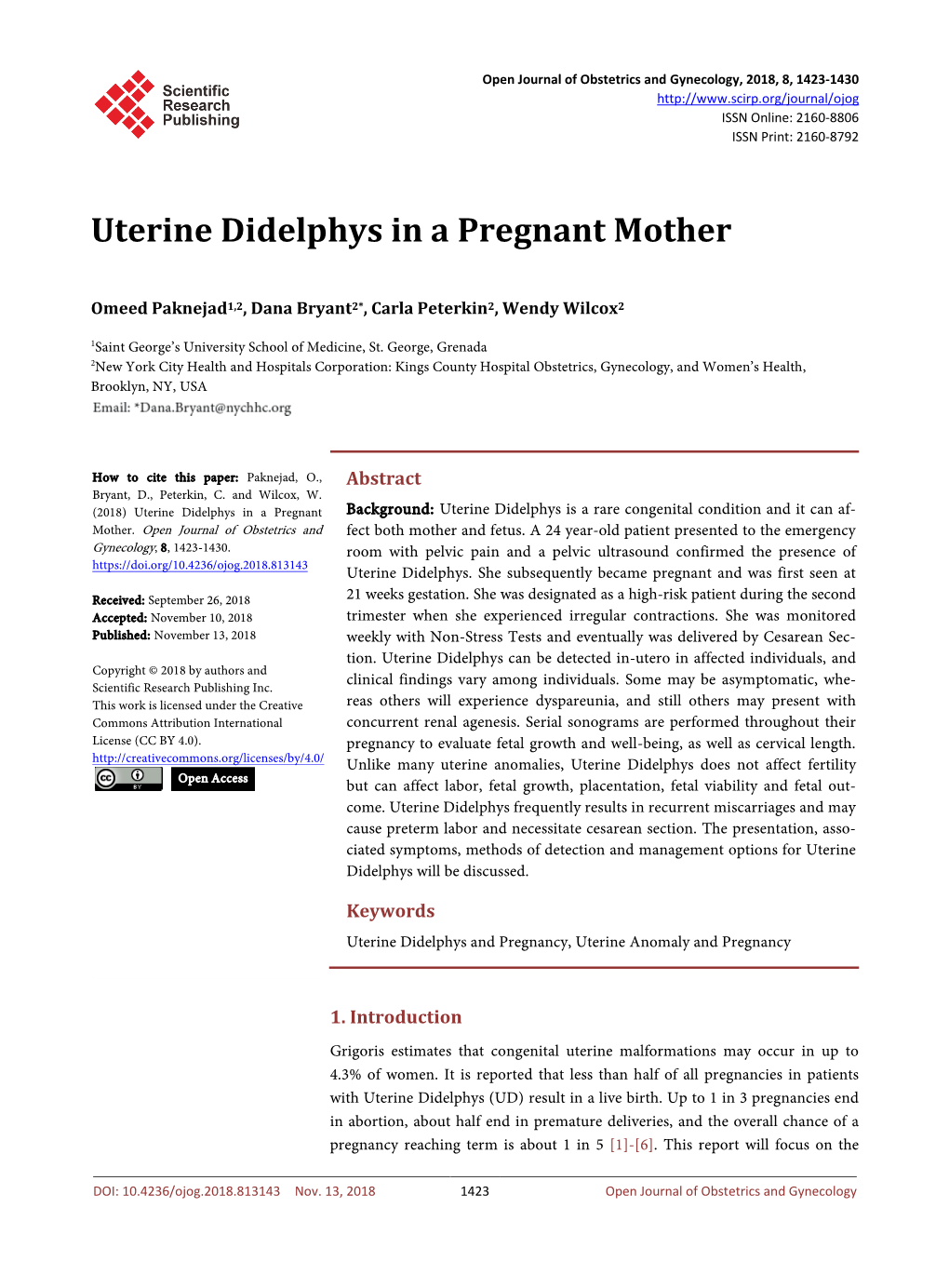 Uterine Didelphys in a Pregnant Mother