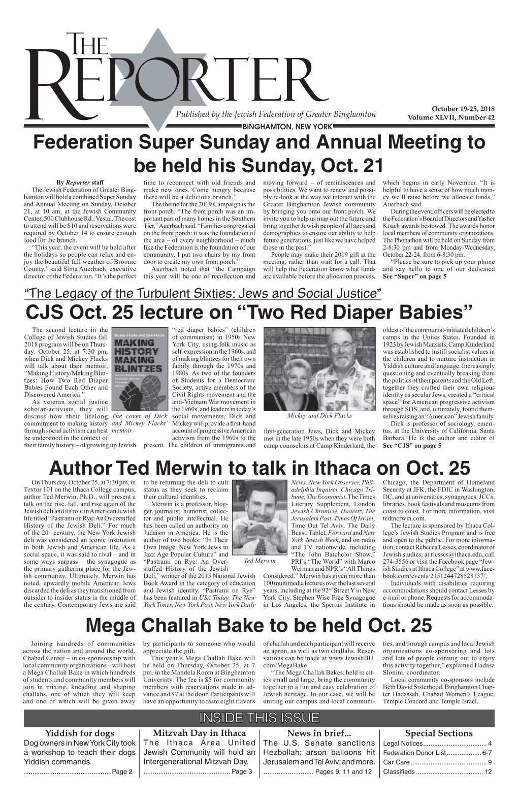 CJS Oct. 25 Lecture on “Two Red Diaper Babies” Federation Super