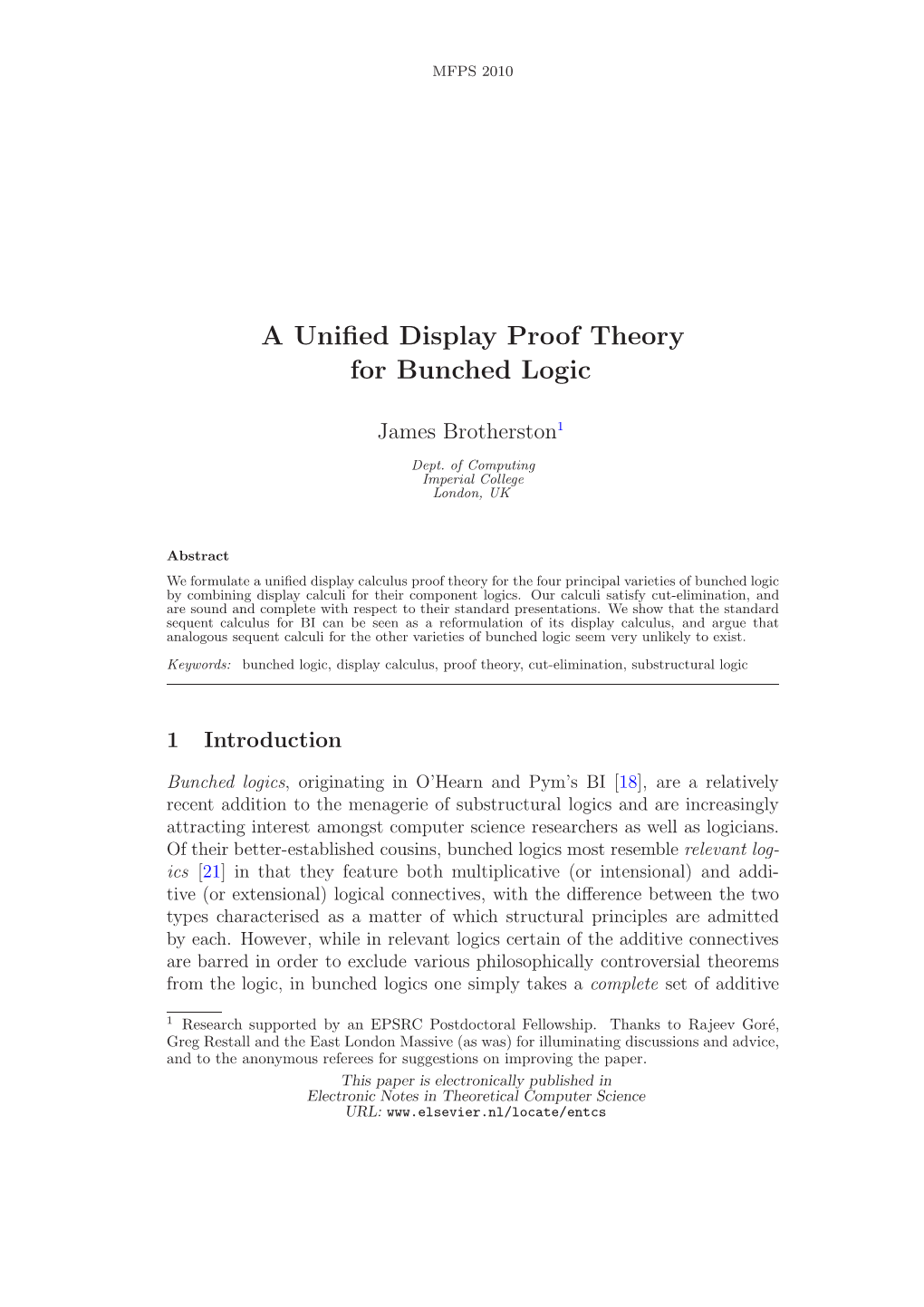 A Unified Display Proof Theory for Bunched Logic
