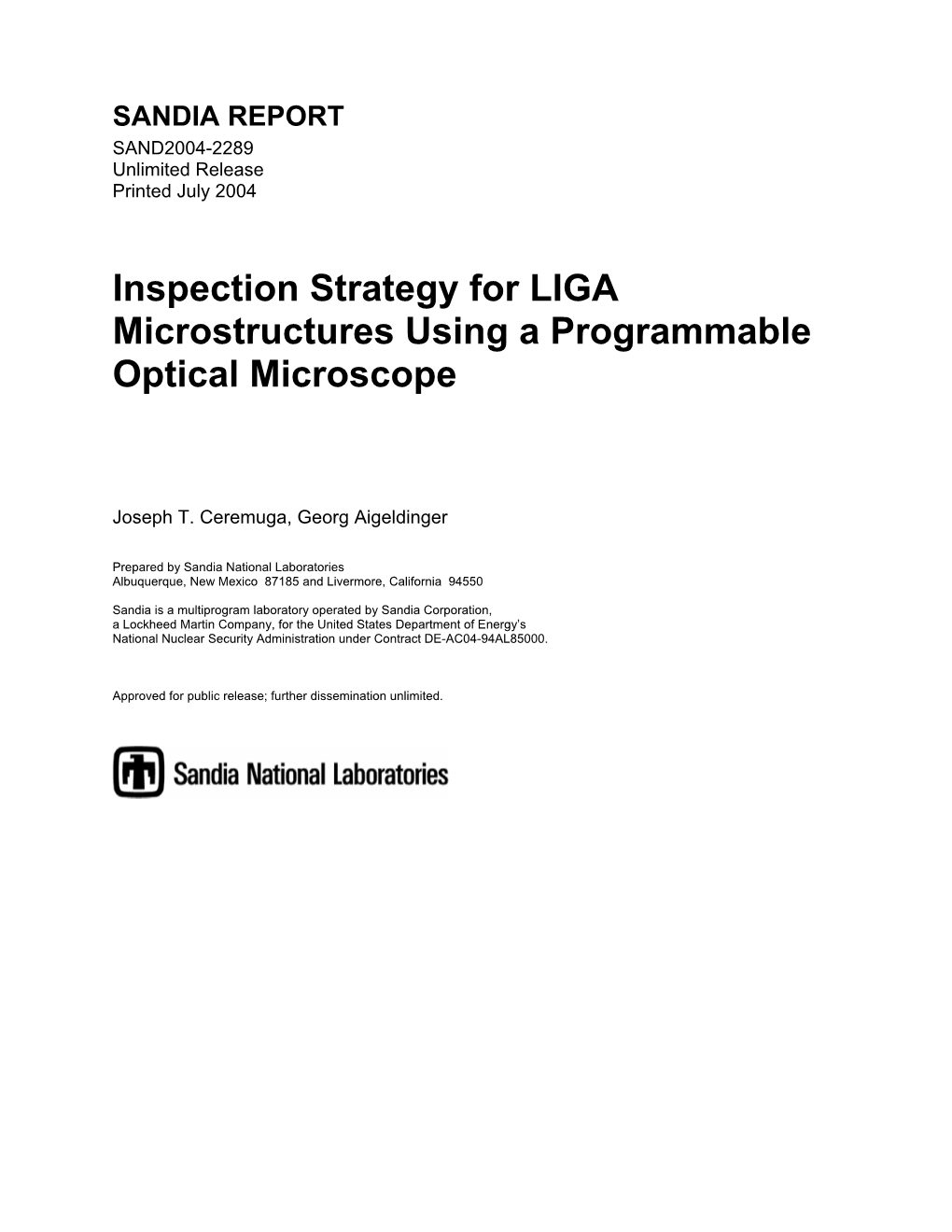 Inspection Strategy for LIGA Microstructures Using a Programmable Optical Microscope