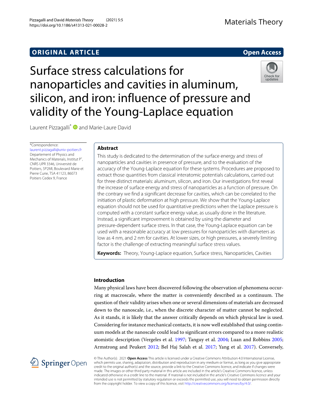Surface Stress Calculations for Nanoparticles and Cavities in Aluminum, Silicon, and Iron: Influence of Pressure and Validity of the Young-Laplace Equation
