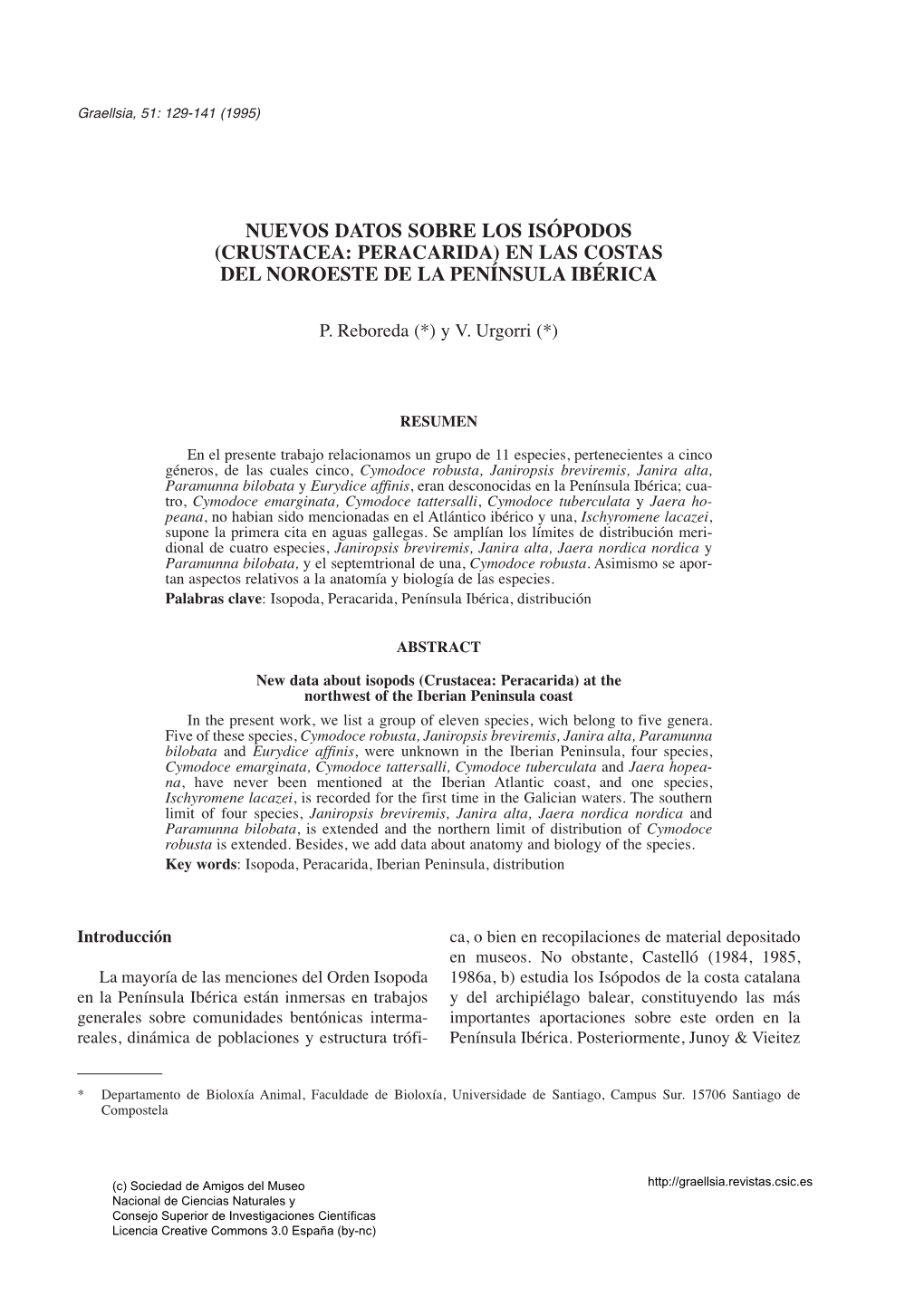 Nuevos Datos Sobre Los Isópodos (Crustacea: Peracarida) En Las Costas Del Noroeste De La Península Ibérica