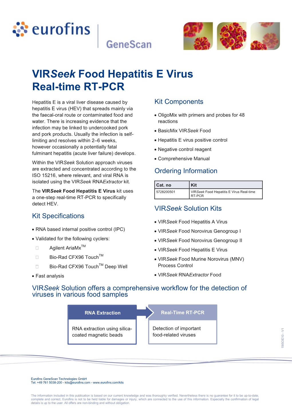 Virseek Food Hepatitis E Virus Real-Time RT-PCR