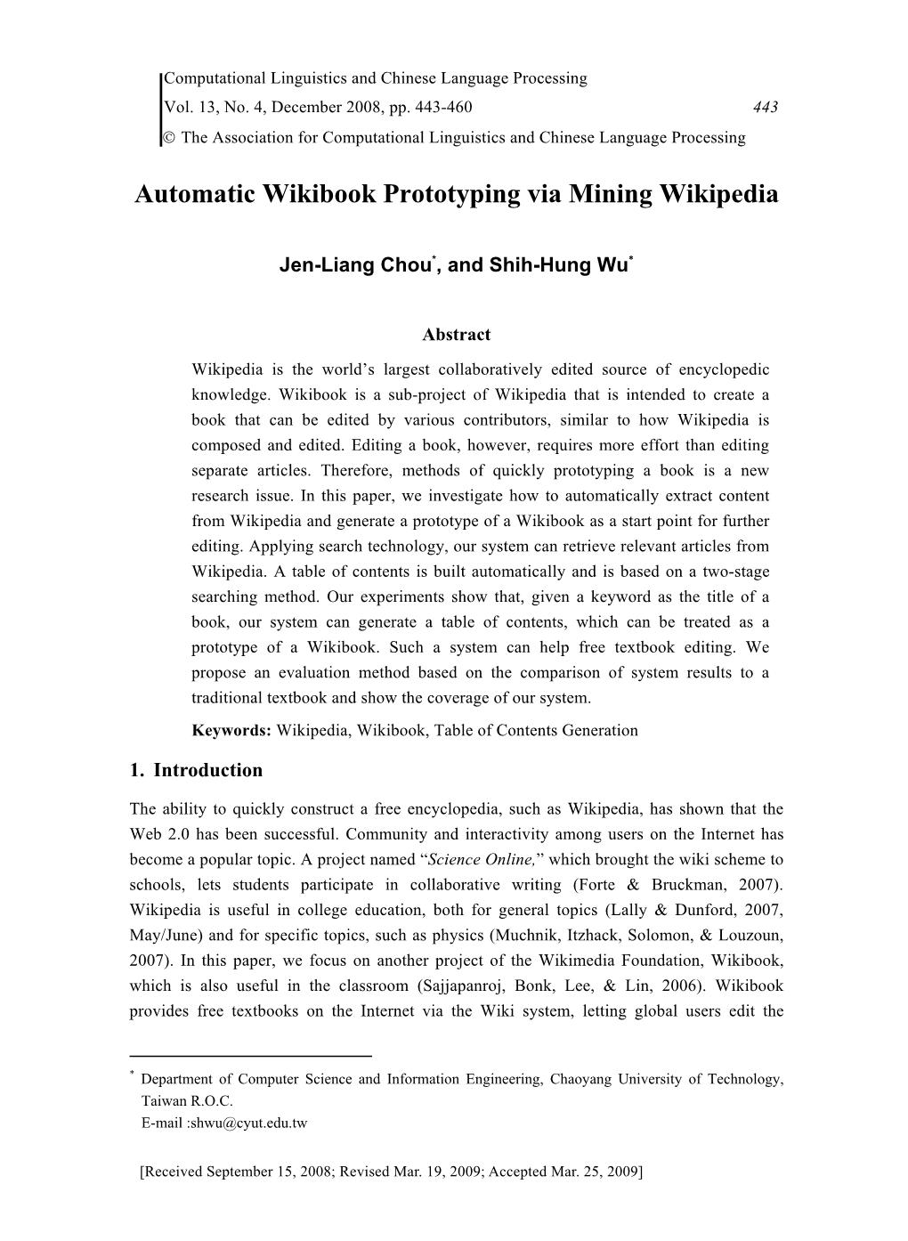 Automatic Wikibook Prototyping Via Mining Wikipedia