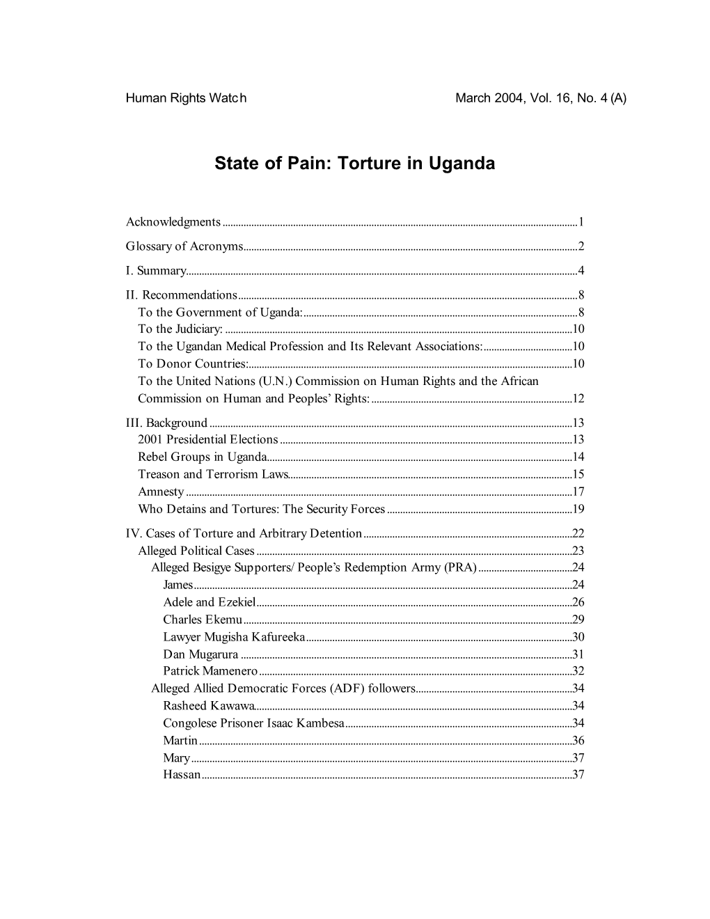 State of Pain: Torture in Uganda