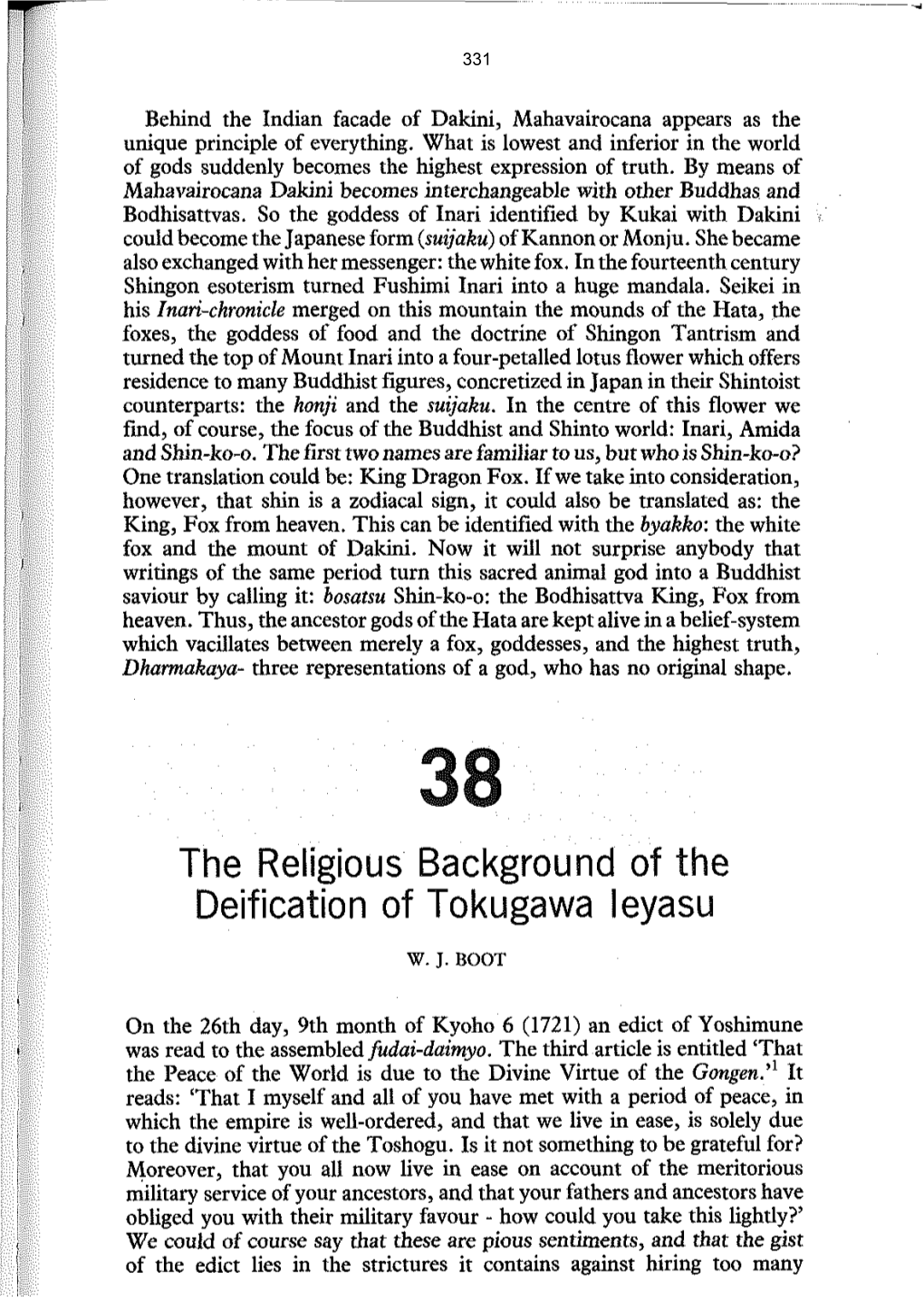 The Religious Background of the Deification of Tokugawa Leyasu