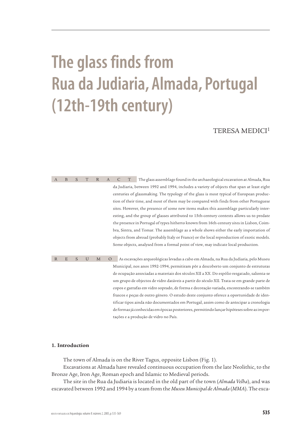 The Glass Finds from Rua Da Judiaria, Almada, Portugal (12Th-19Th Century)