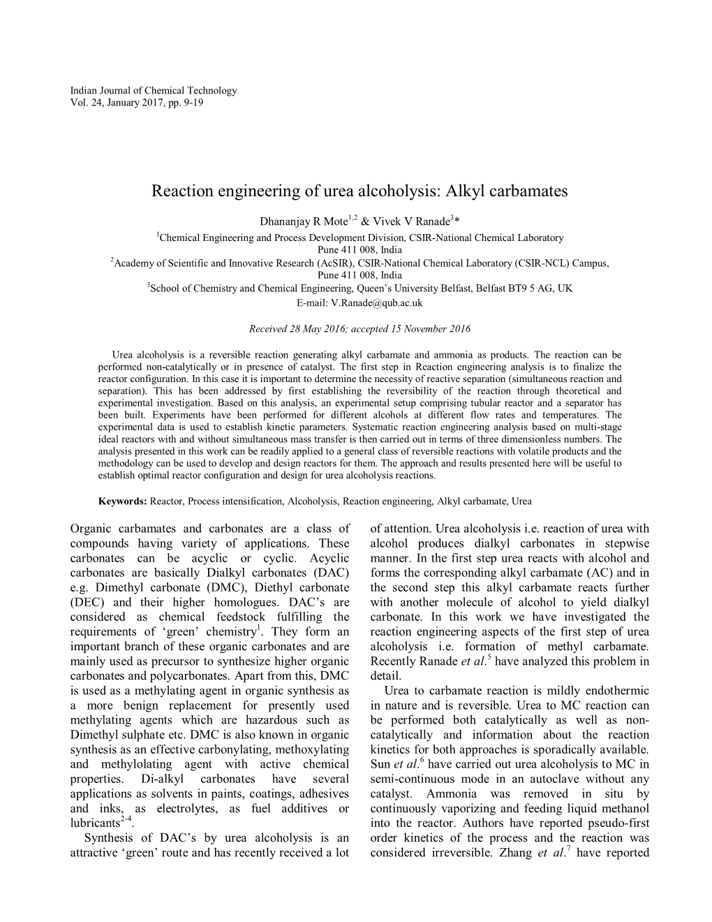 Reaction Engineering of Urea Alcoholysis: Alkyl Carbamates