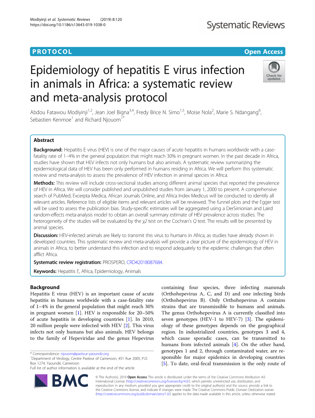 Epidemiology of Hepatitis E Virus Infection in Animals in Africa