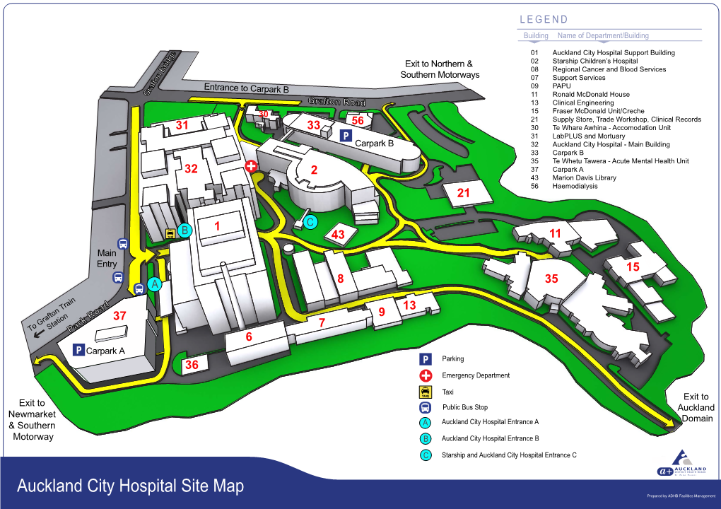Auckland City Hospital Site Map  L EGE N D Building Name of Department/Building