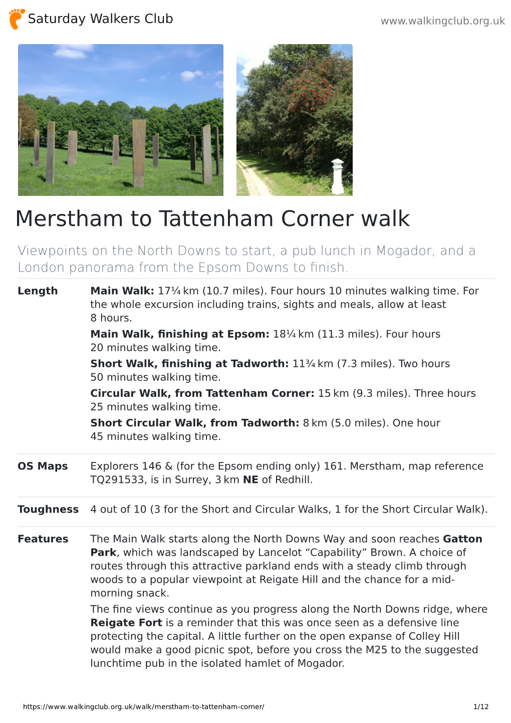 Merstham to Tattenham Corner Walk