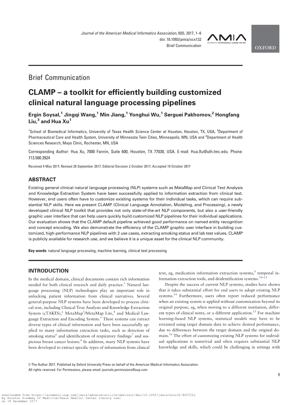 CLAMP – a Toolkit for Efficiently Building Customized Clinical Natural Language Processing Pipelines