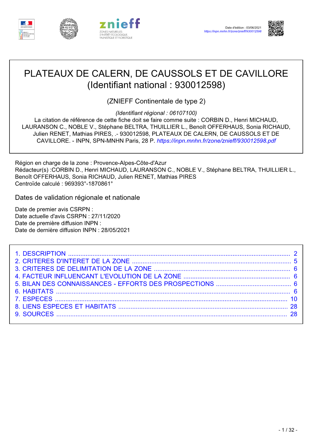 PLATEAUX DE CALERN, DE CAUSSOLS ET DE CAVILLORE (Identifiant National : 930012598)