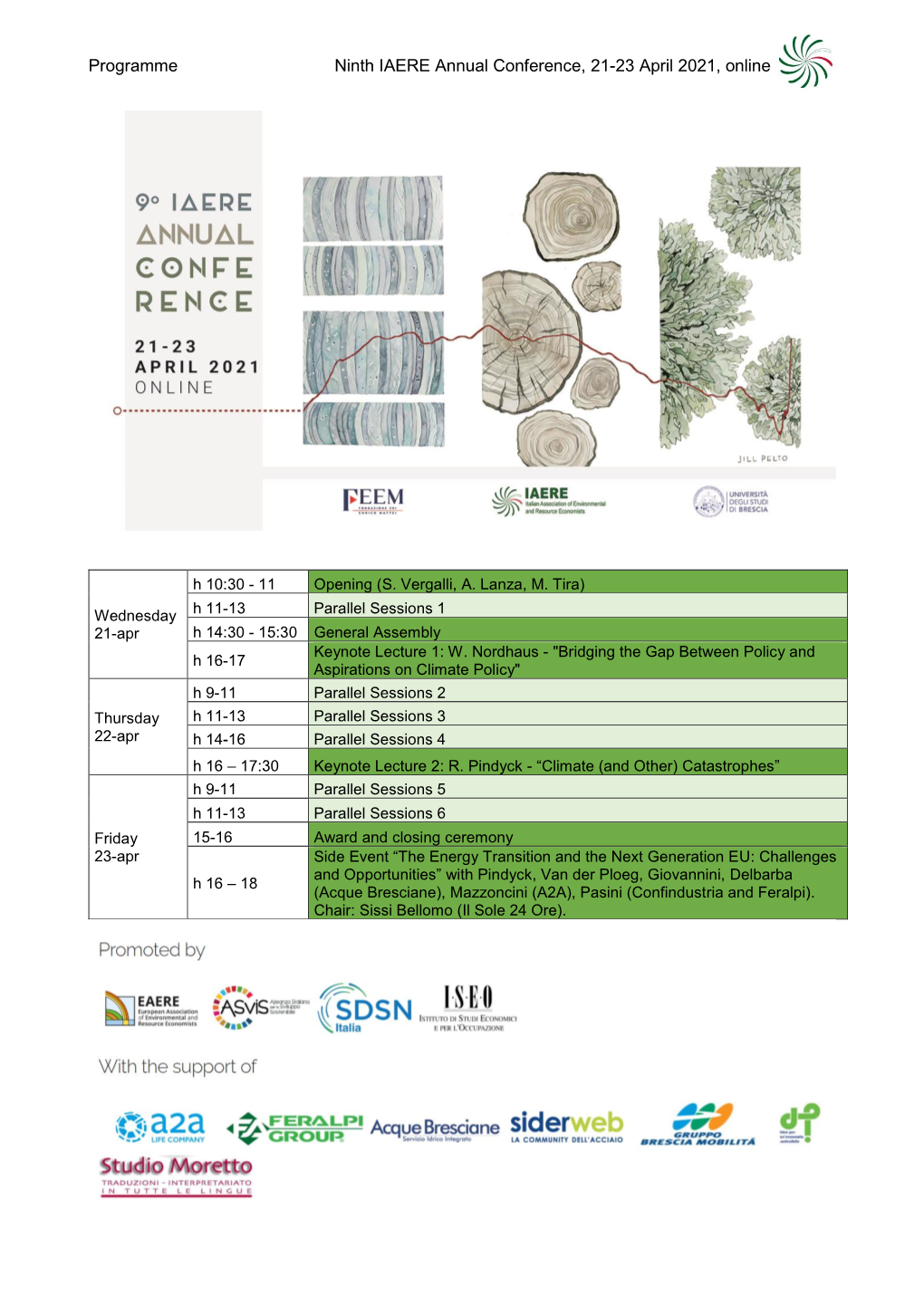 Programme Ninth IAERE Annual Conference, 21-23 April 2021, Online