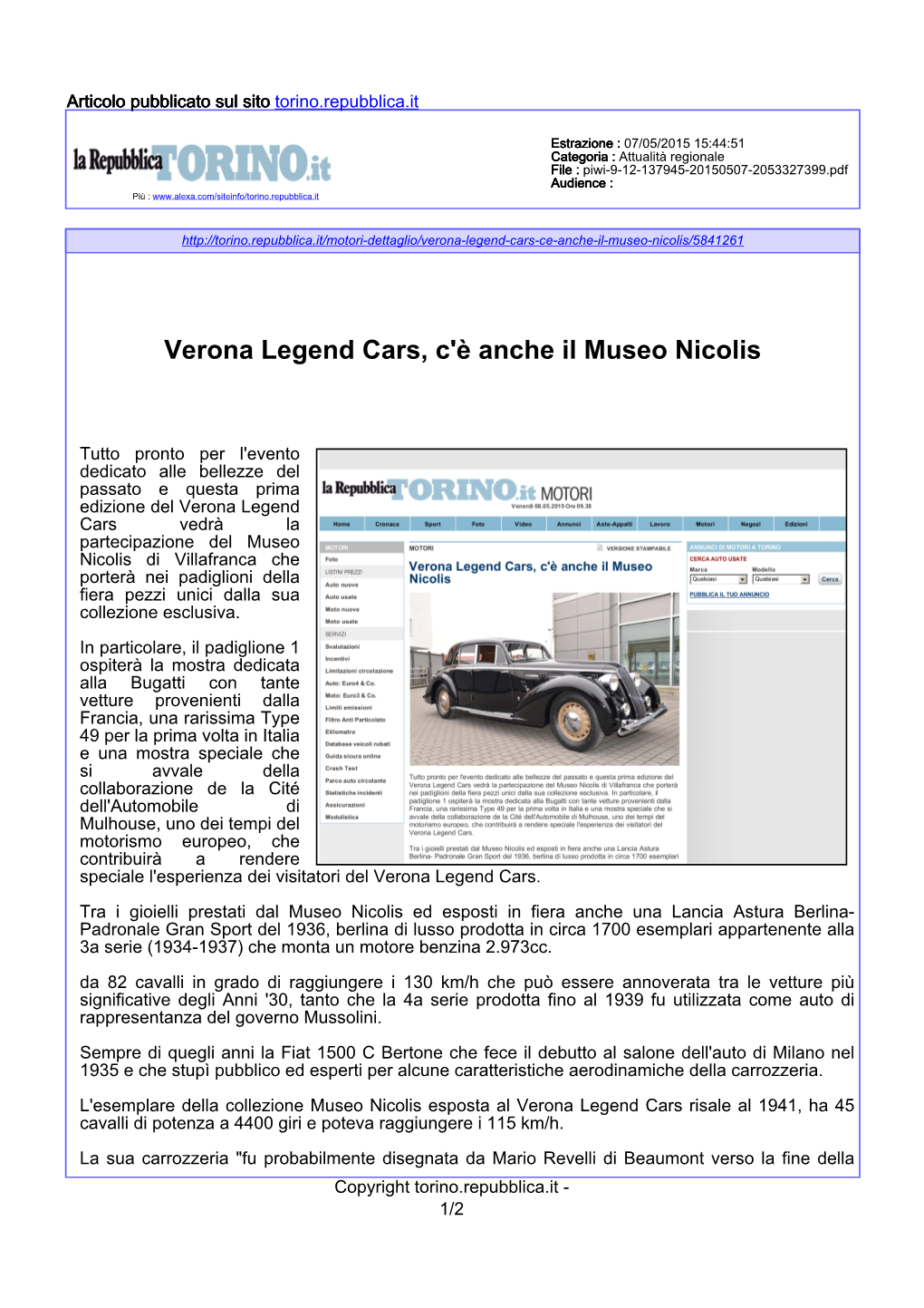 Verona Legend Cars, C'è Anche Il Museo Nicolis