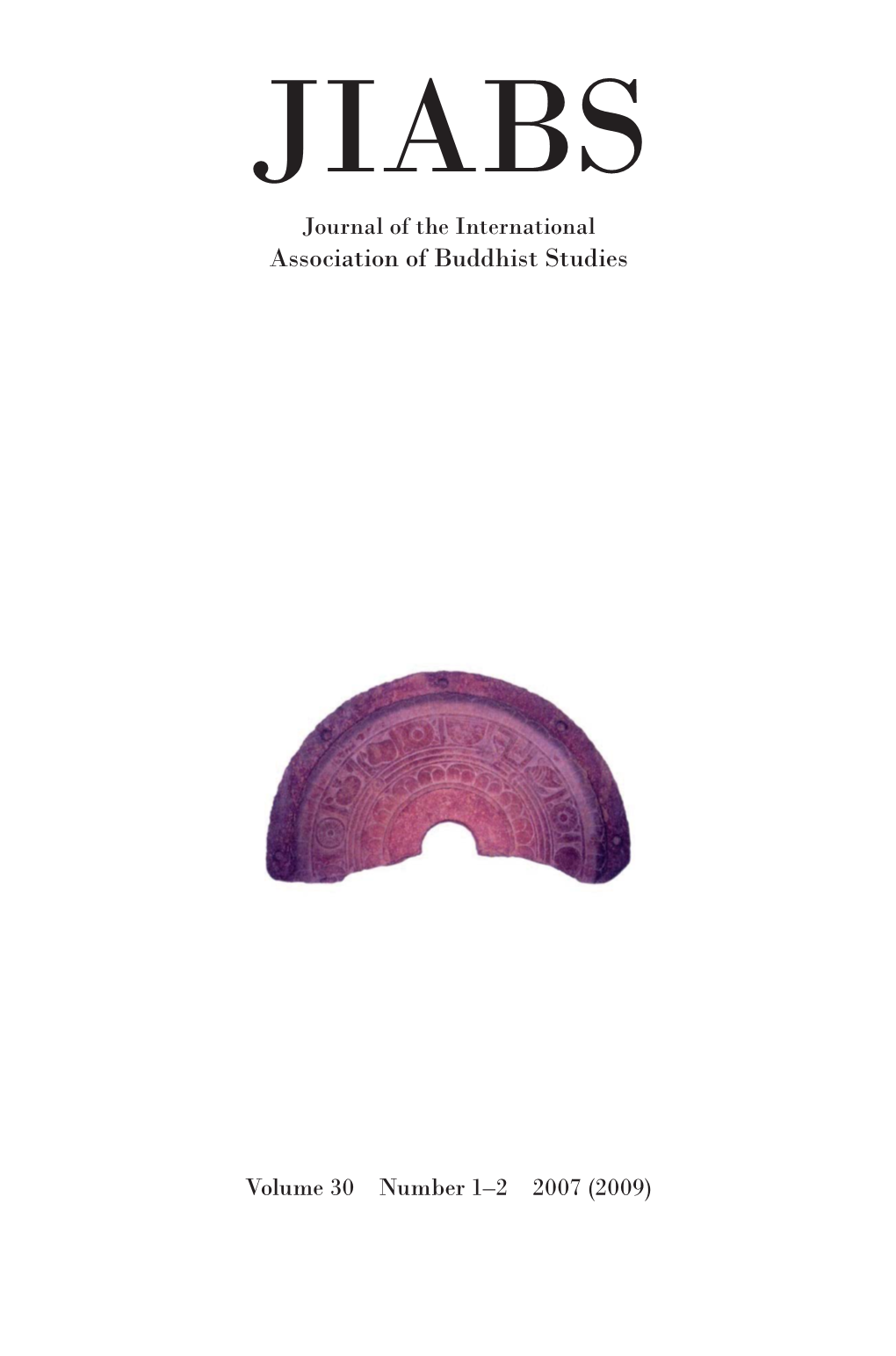 JIABS Journal of the International Association of Buddhist Studies