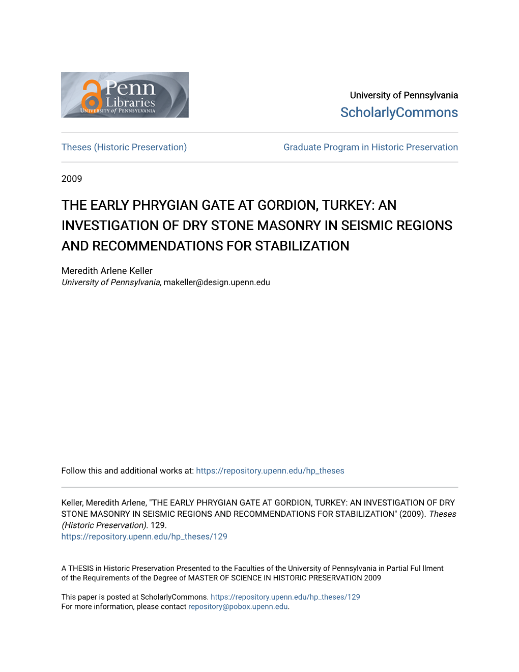 An Investigation of Dry Stone Masonry in Seismic Regions and Recommendations for Stabilization