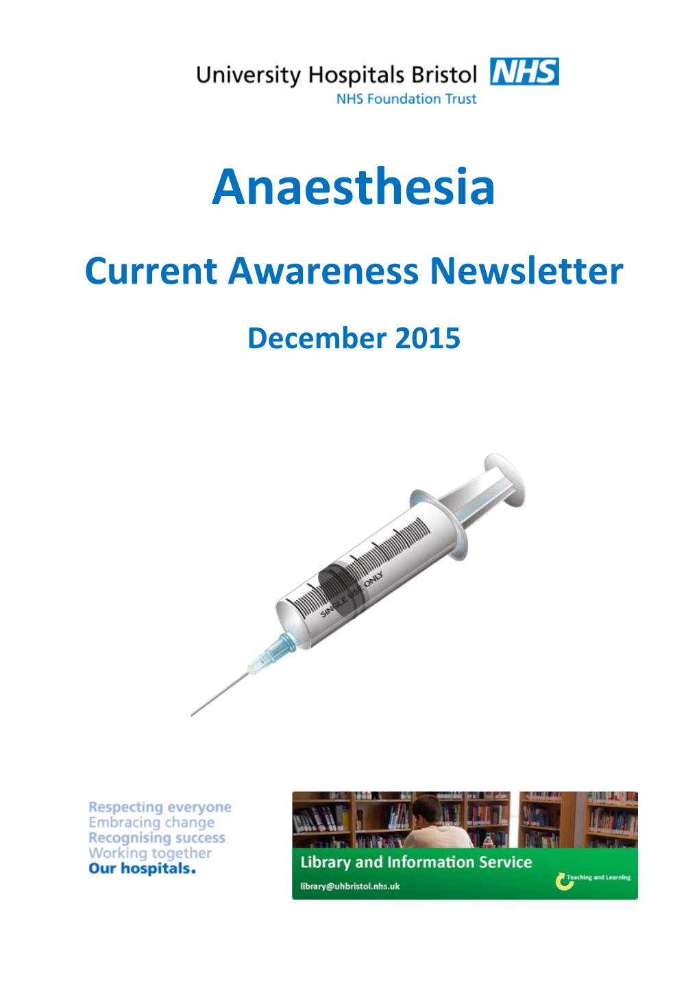 Anaesthesia Current Awareness Newsletter December 2015