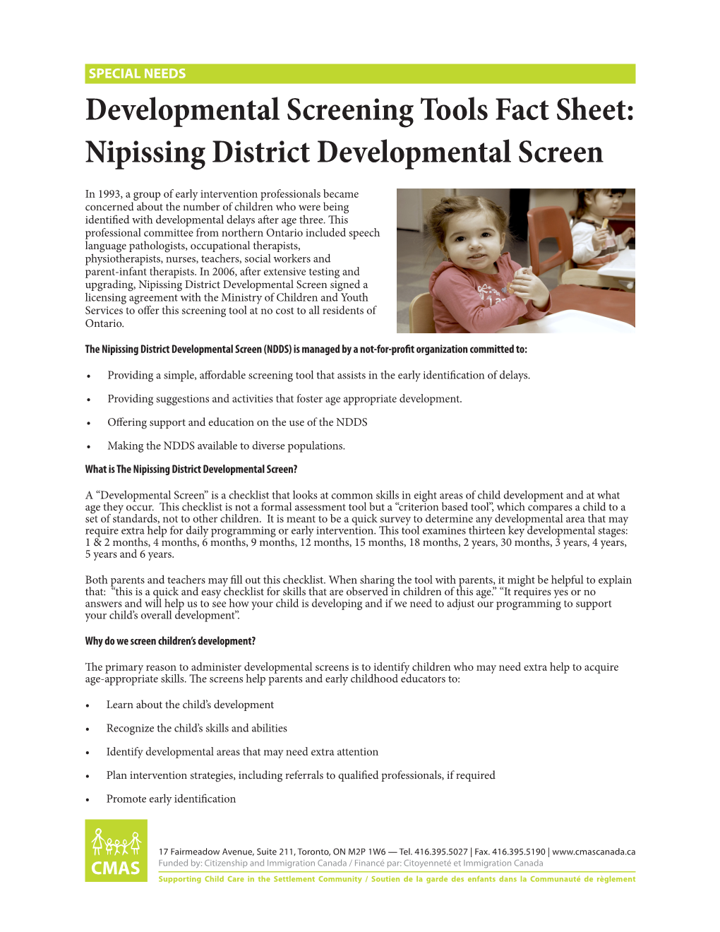 Nipissing District Developmental Screen