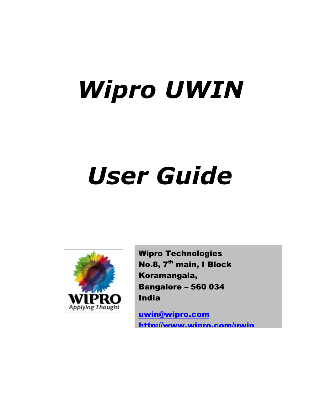 Wipro UWIN User Guide