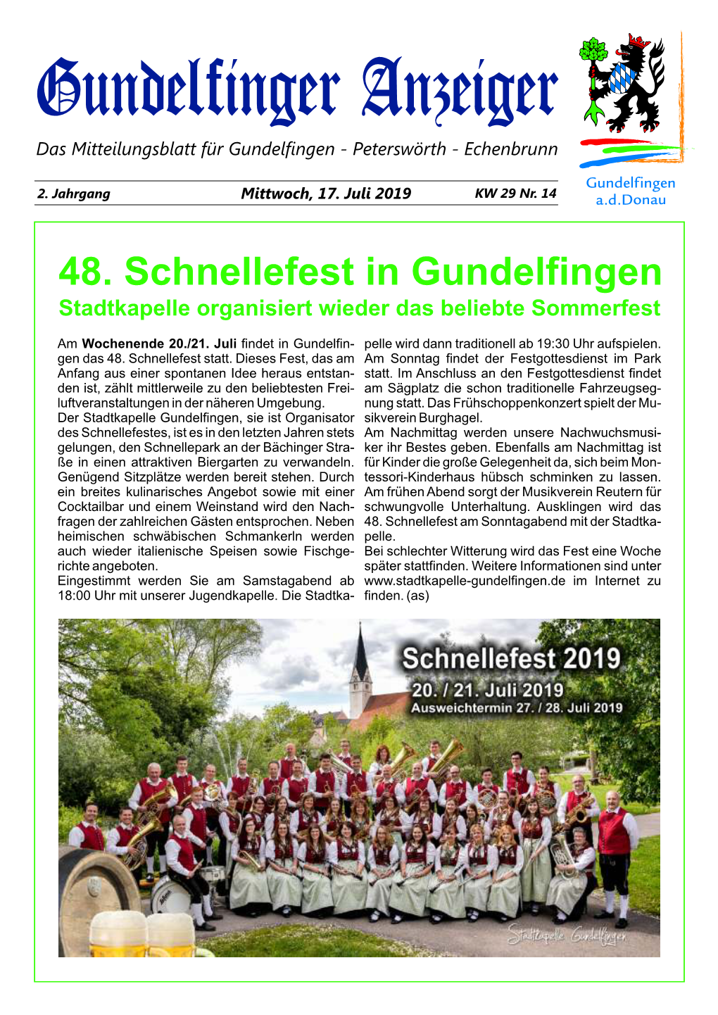Gundelfinger Anzeiger Vom 17.07.2019