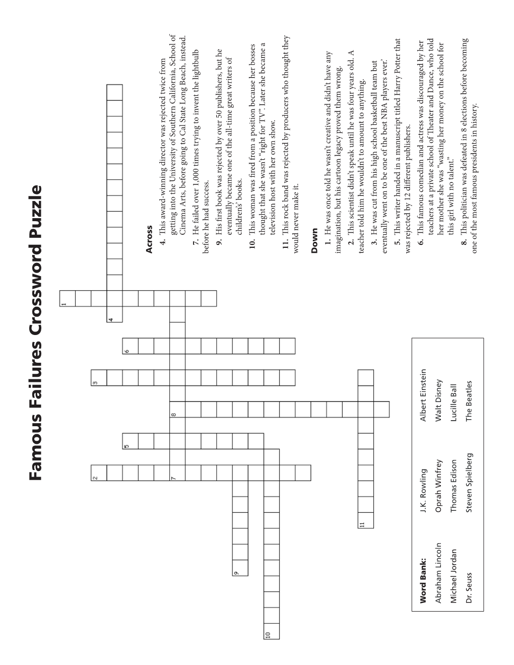 Famous Failures Crossword Puzzle