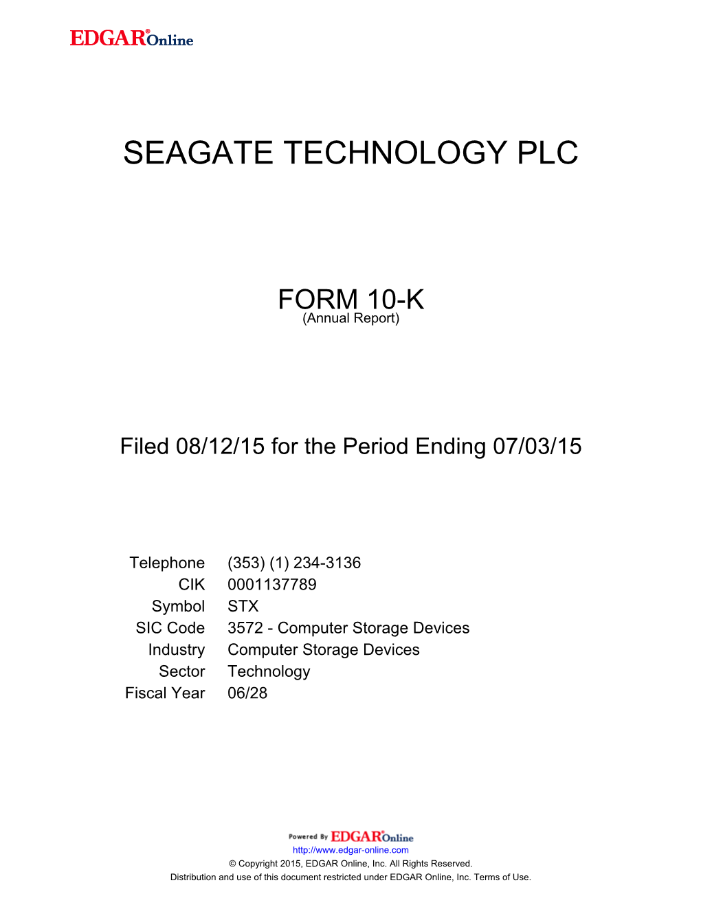 Seagate Technology Plc
