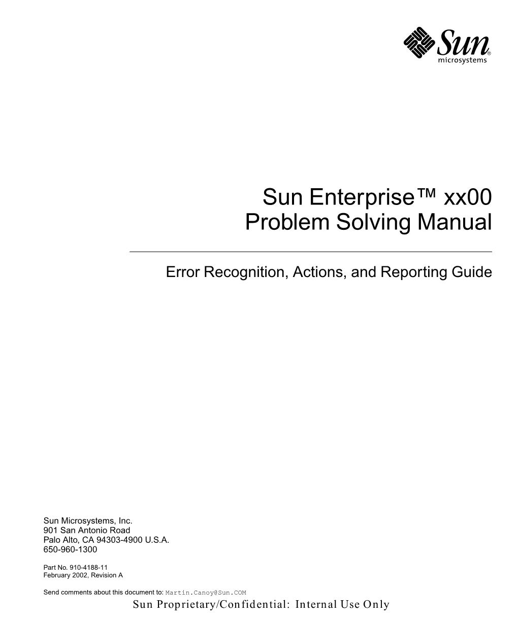 Sun Enterprise™ Xx00 Problem Solving Manual