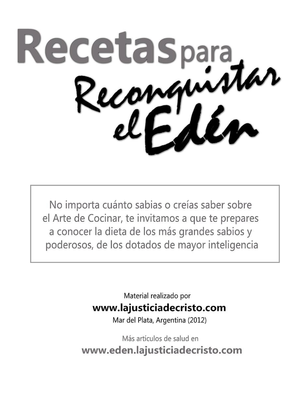 Recetas Para Reconquistar El Edén