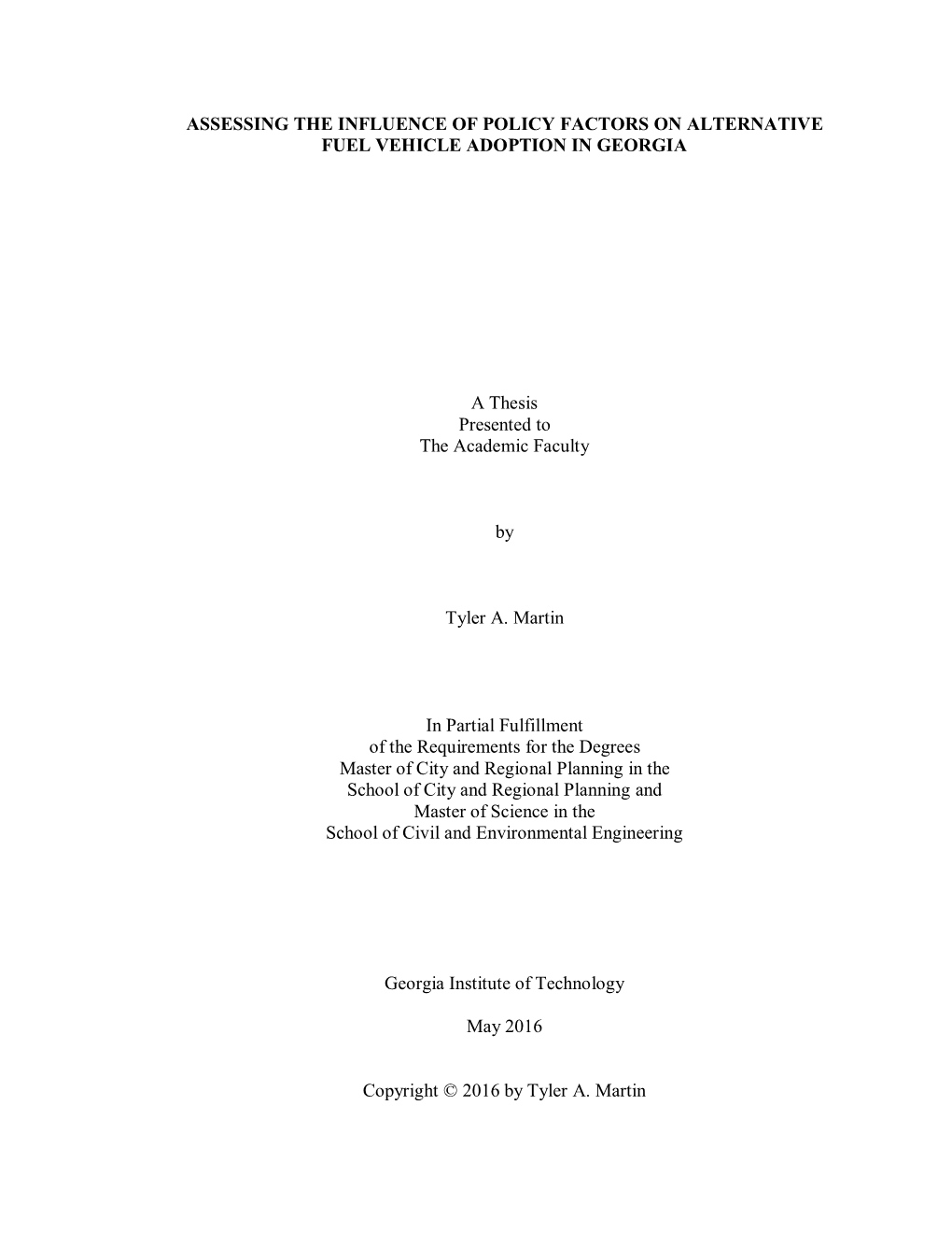 Assessing the Influence of Policy Factors on Alternative Fuel Vehicle Adoption in Georgia