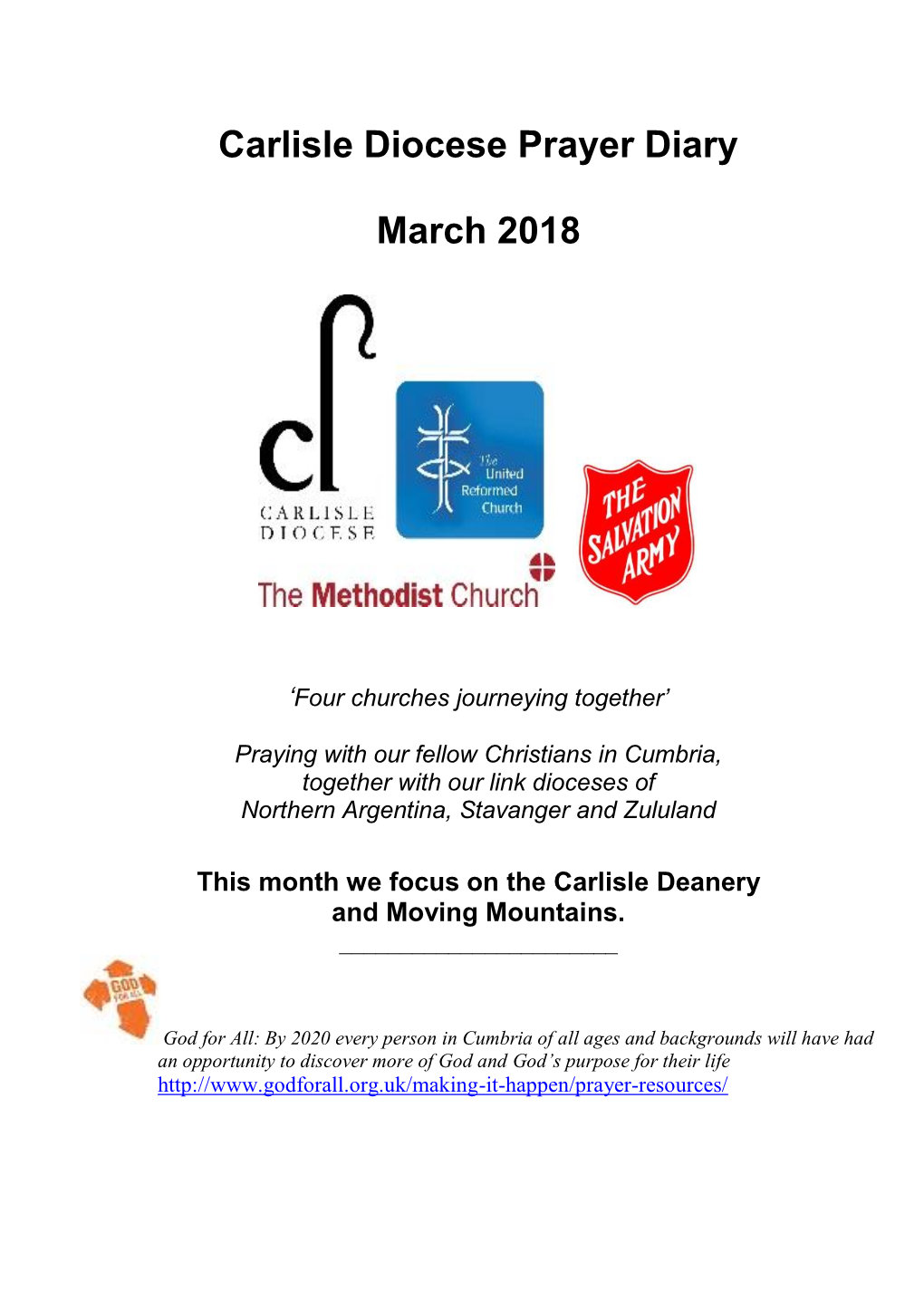 Carlisle Diocese Prayer Diary March 2018