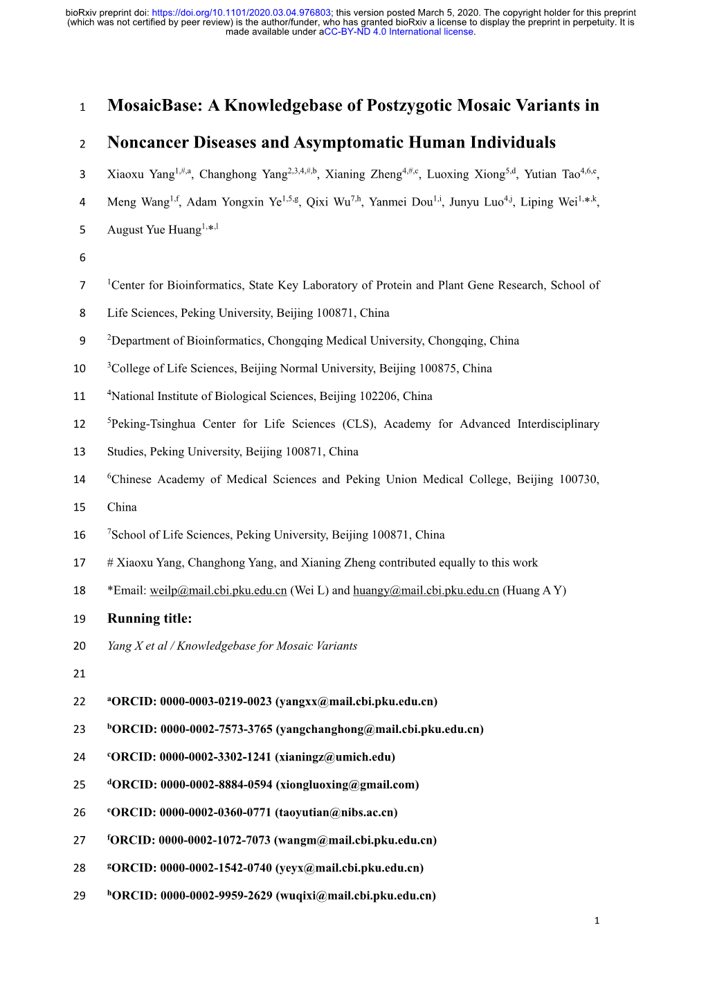 A Knowledgebase of Postzygotic Mosaic Variants In