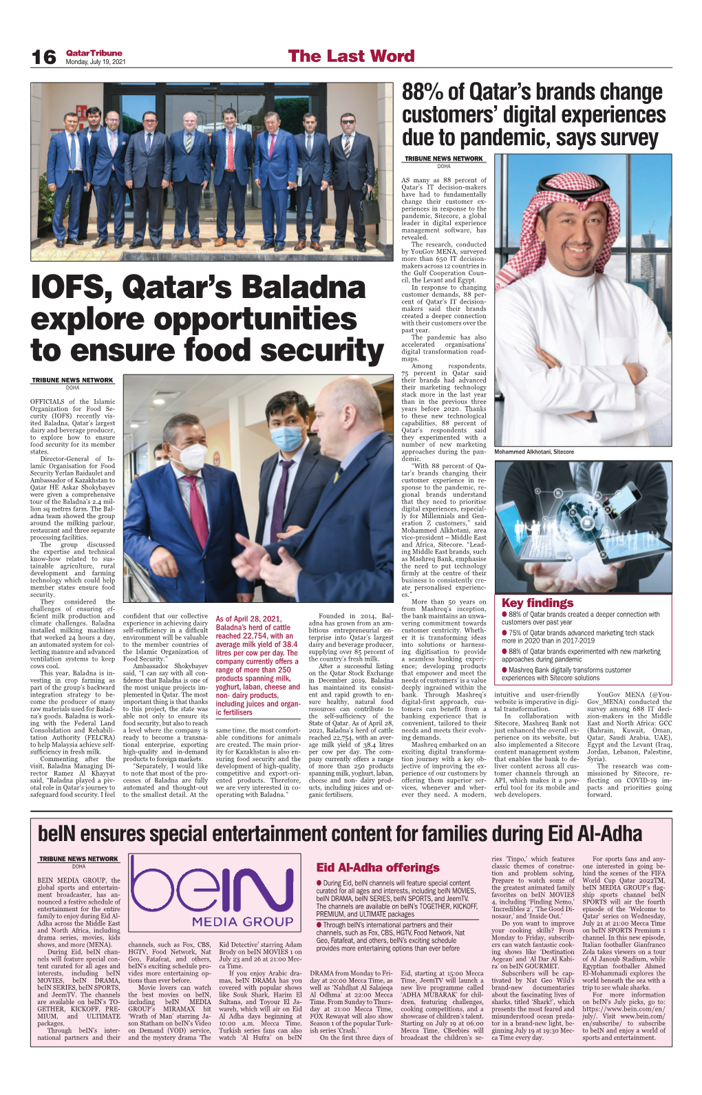 IOFS, Qatar's Baladna Explore Opportunities to Ensure Food Security