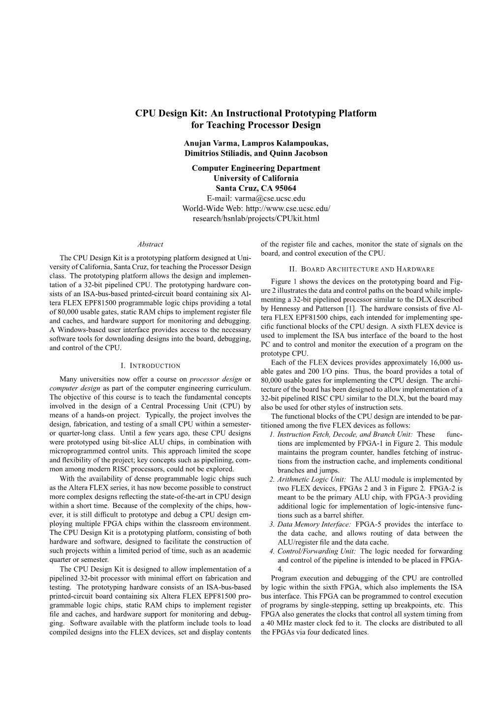 CPU Design Kit: an Instructional Prototyping Platform for Teaching Processor Design