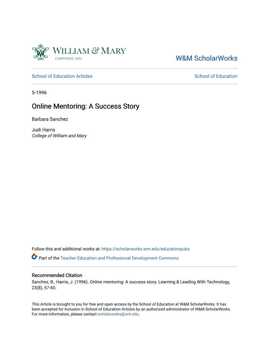 Online Mentoring: a Success Story