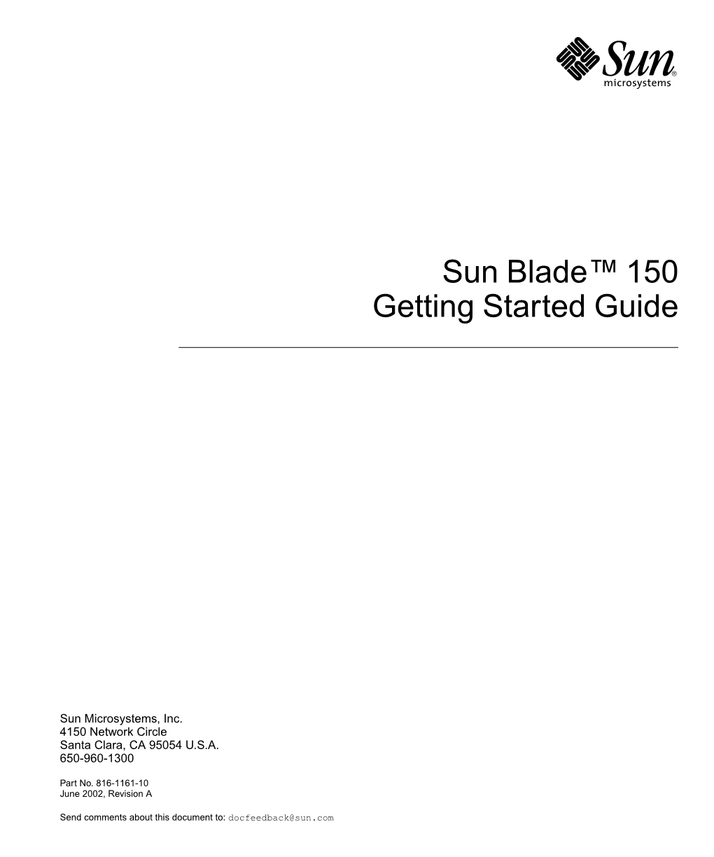 Sun Blade 150 Getting Started Guide