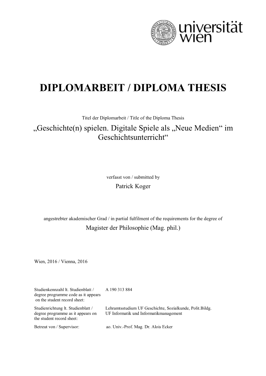 Diplomarbeit / Diploma Thesis